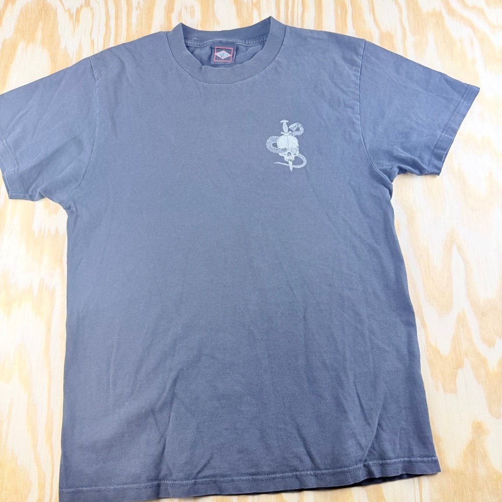 Independent Truck Co Skate T-Shirt Mens Small Blue Built to Grind Skull Dagger